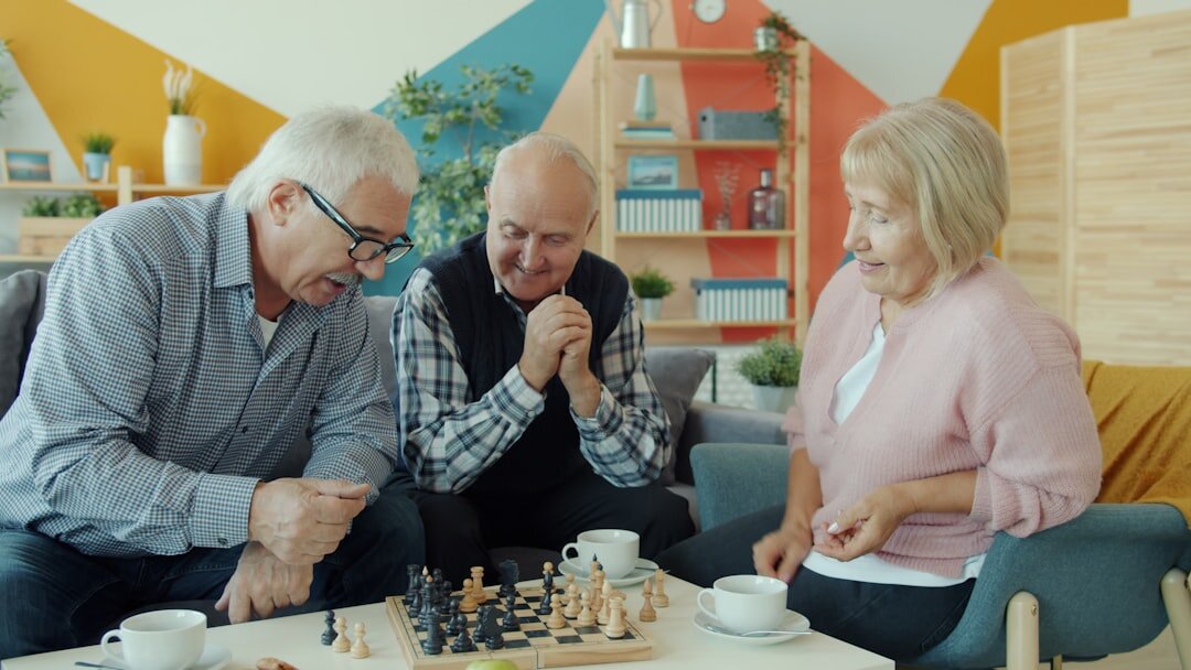seniors playing board games