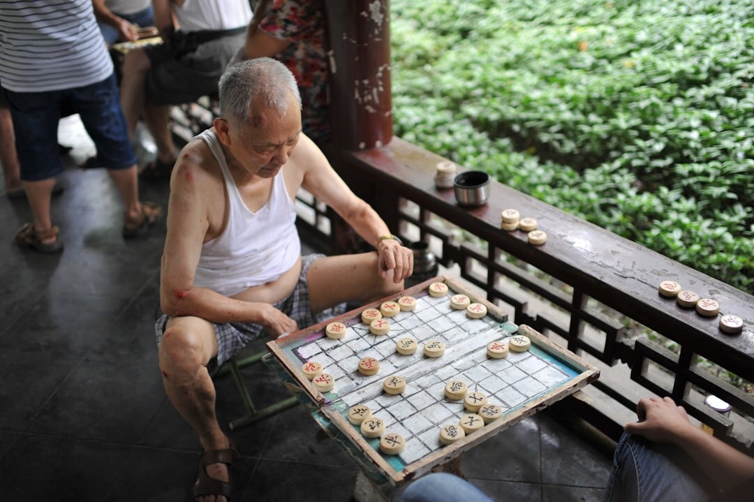 elderly playing board games